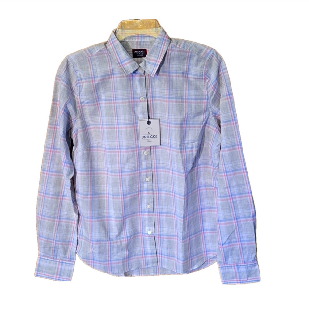 UNTUCKit Women’s 6 (Small) Chasseles UT-14-33079 Button Up Shirt Gray Plaid